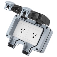 QWORK Heavy-Duty Outdoor Electrical Socket Cover - Wall Plug Socket BoxWaterproof IP66 Rated, Dual G
