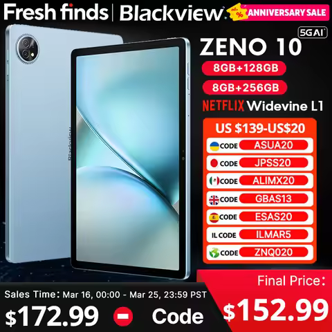 Blackview Zeno 10 5G AI Tablet 11-inch FHD+ 90Hz Display Widevine L1 UNISOC Tiger T8200 8800mAh Quad