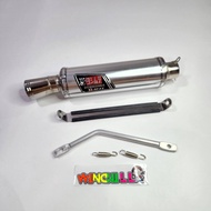 ปลายท่อ ZERN R88 แพร่ ไส้แป๊บ WAVE110i WAVE125 DREAM SUPERCUB สีเงิน ใส่กับคอท่อโยชิได้ + เหล็กยึด