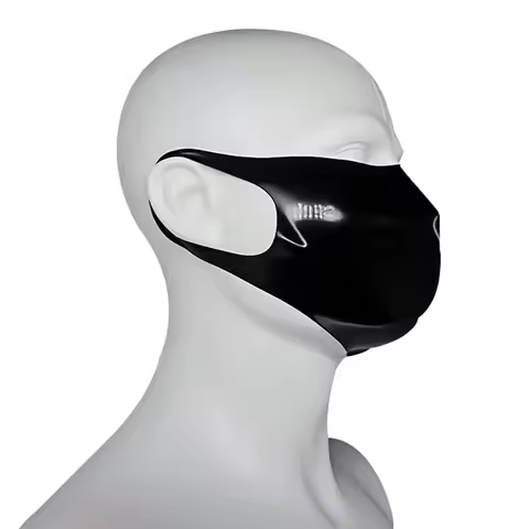 Natural Latex Face Mask Hood Costume Mask Rubber Club Party Wear Black Mouth Hood Mask Reusable Dust