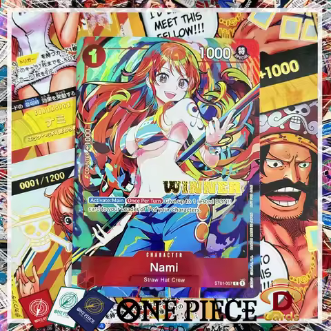 One Piece OTCG Champions Card Promo Nami 2025 New Year Event Winner ST01-007 Shimmering Foil Texture
