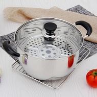 Soup Pot Stainless Steel Small Steamer Home 2 Single Layer 1 Cooking Amphibious Steamer Pot Induction Cooker Gas Multi-Functional Mini