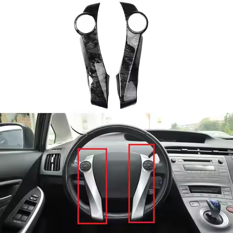 For Toyota Prius ZVW30 Interior Black Wood Color Steering Wheel Cover Trim Decoration Cover Car Styl