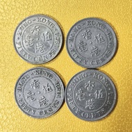 58 / 74 銀色英女皇伊利沙伯二世 香港五毫 伍毫 五角 伍角 $0.5 舊硬幣 4個