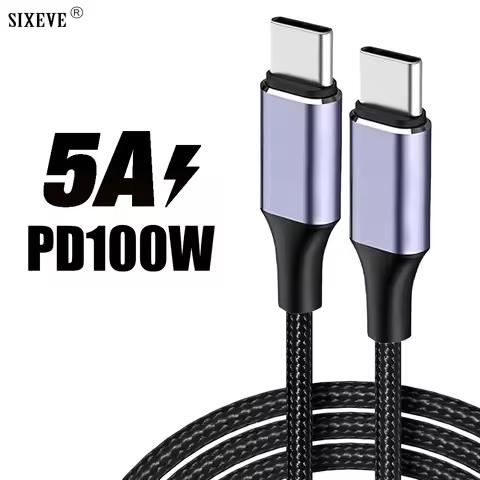 PD 100W USB Type C to C Cable For iPhone 15 16 Pro Max Samsung S24 Plus Vivo Phone Tablet Laptop Dat
