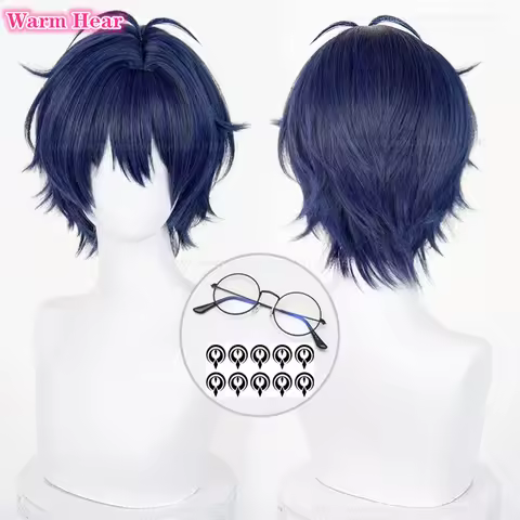 Anime Liu Xiao Synthetic Wig Short 30cm Blue Grey Cosplay Wig Xavier Heat Resistant Hair Halloween P