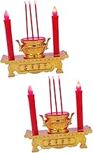 Generic 2pcs Altar Candle Lamp Chinese Style Candlestick Chinese Candle Light Worship Candle Chinese Led Candle Led Decor Chinese Altar Candle Pp Electric Incense Burner Electronic