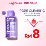【New Launch】Glad2Glow Pore Clearing Micellar Water Gentle&Moist Makeup Remover Purifying Face 130ml/