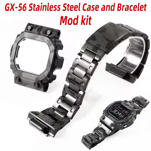 DIY GX-56 Engraved Case and Band Kit for Casio GX56/GXW-56BB Solid Stainless Steel Engraved Kit Modi