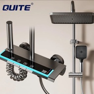 QUITE สมาร์ทดิจิตอลจอแสดงผล LED ฝักบัวชุดฝักบัวสี่ฟังก์ชั่นห้องน้ําสีเทาสากลไปยังโรงแรม