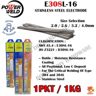 POWERWELD E308L-16 308 (1KG / 1PKT) Stainless Steel MMA ARC Welding Electrode 2.0mm to 4.0mm BOSSKU