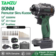 TANZU 21V Cordless Screwdriver Set Impact Drill Battery Screwdriver Drill Tool Gun 35Pcs Bits