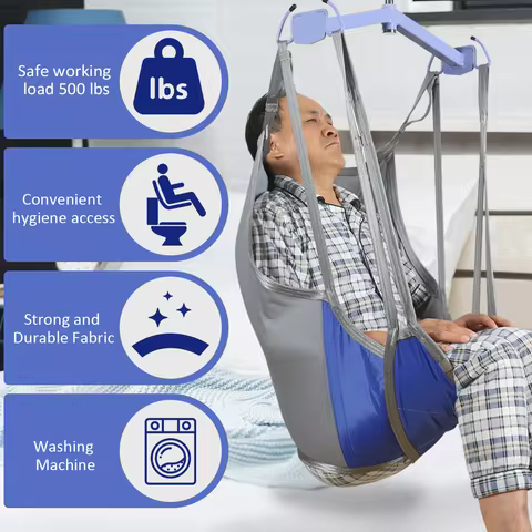 EZ Assistive Low Friction Divided Leg Patient Lift Sling Durable Transfer Hoist Hoyer Sling for Elde