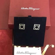 Salvatore Ferragamo 原廠真品鑽石品牌LOGO辨識度超高耳環#義大利製#無敵閃亮