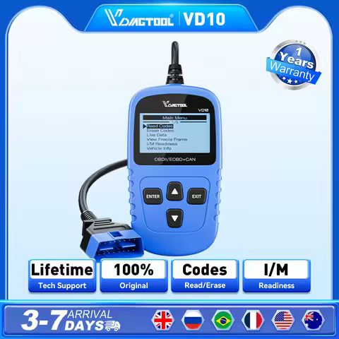 VDIAGTOOL VD10 OBD2 Scanner Diagnostic Tool Automotive Scanner With I/M Readiness Code Reader Check 