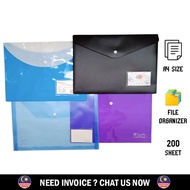 PP Clear Pocket File Holder A4 Size String File / Extra Thick - 5 Colour PP File Button File