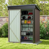 Victone 5x3 Ft Outdoor Storage Shed, Tool Shed With Sloping Roof And Lockable Door, Metal Shed For B