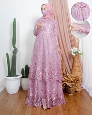 Kebaya Gamis Tulle Full Brokat Model Tingkat Busui Friendly//Gamis Tulle Harga Promo Free Masker