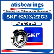 SKF 6203/2ZC3 ( 17 x 40 x 12 ) 100% ORIGINAL Shielded Type Deep Groove Ball Bearing