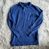 Blue polo ralph Long Sleeve Shirt M Label Embroidered Gold Horse 1