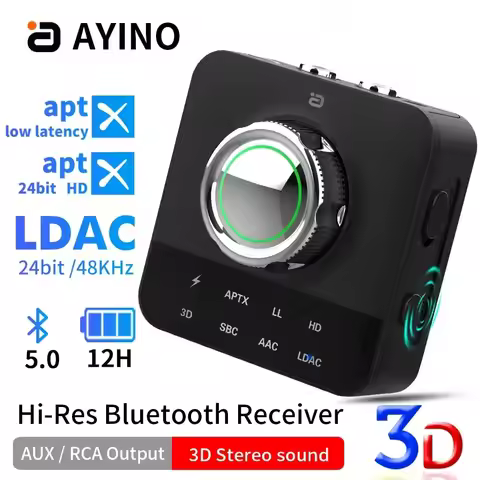 AYINO MR230 PRO LDAC Bluetooth Wireless Audio Receiver Adapter With Mic RCA 3.5m Jack Aux 3D Stereo 