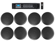 Rockville 6-Zone 70v Amplifier+8 6.5" 2-Way Black Ceiling Speakers 4 Restaurant