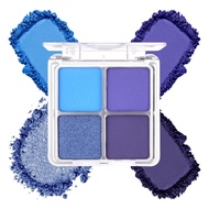 Palet Solekan Mata 4 Warna Biru Tua, Palet Solekan Mata Matte Berkilau Tahan Lama yang Boleh Dicampu