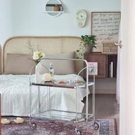 Medieval Trolley Foldable Mobile Influencer ins Dining Cart Glass Transparent Side Table Designer Sh