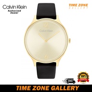 Calvin Klein Black Leather Champagne Dial Women Watch 25200008