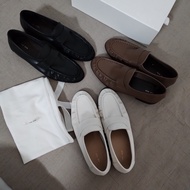DANDT22 Retro Time Casual Comfortable Single Shoes Genuine Leather Round Toe Flat Pleated Low-Top Lo