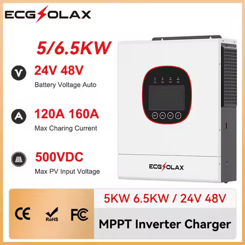 ECGSOLAX Built-in WiFi 5KW 6.5KW Hybrid Solar Inverter 24V 48V Off-grid Solar Hybrid Inverter Maximu