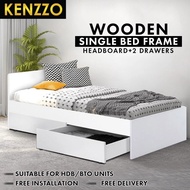 [FREE INSTALLATION] KENZZO: Wooden single bed frame / single bed frame /pull out bed frame / bed fra