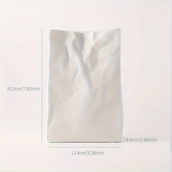 cod 1pc Pleated Paper Bag Vase Ceramic Decorative Vase Minimalist Scandinavian Bohemian Style for Mo