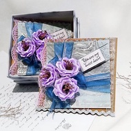 歐風典雅紫 洋桔梗花緞帶手工卡片 Sweetheart禮盒(客製化)