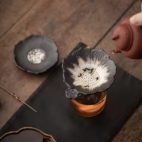 Vintage Ceramic Filter Set All-Ceramic Integrated Tea Strainer Tea Seperator Strainer Tea Kung Fu Te