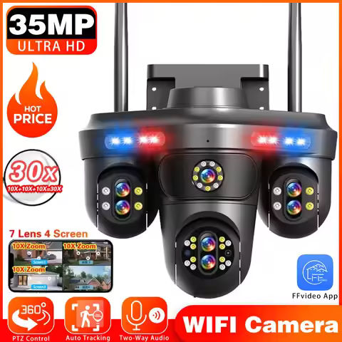 10X Zoom Seven Lens 35MP 18K HD WiFi Camera Outdoor Auto Tracking Security Protection PTZ Video Surv