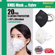 KN95 MASK 5 LAYERS PROTECTION  WITH VALVE |  KN95 FACE MASK BREATHABLE FILTER | 5 HELAI KN95 TOPENG 
