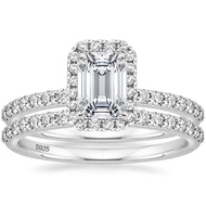 2CT 925 Sterling Silver Bridal Ring Sets Emerald Cut CZ Engagement Rings Vintage Promise Rings Weddi
