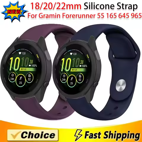 18/20/22mm High-end quality Silicone Strap For Gramin Forerunner 55 165 645 965 255/265/245 Music Wr
