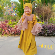 AKFAS - Gamis Anak Brokat Elegan dengan Lengan Flare dan Detail Renda - Akmal Fashion