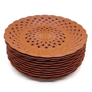 Dozens of 12 Pcs Plastic Rattan Plates - Original Thick Concave Woven Plates 1 Dozen Contains 12 Pcs