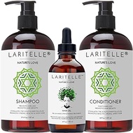Laritelle Organic Hair Growth Set | Shampoo 17 oz + Conditioner 16 oz + Hair Loss Treatment 4 oz | Organic Quinoa + Keratin + Rosemary, Ginger &amp; Grapefruit | NO GMO, SLS, Gluten, Parabens, Phthalates
