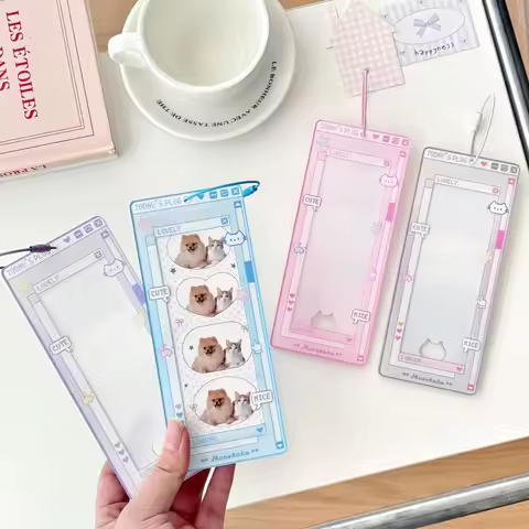 Exquisite Pixel Kitten Life Four-grid Card Holder, Acrylic Life Four-grid Hard Card Holder, Star-cha