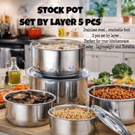 5PCS Stainless Steel Pot Set Cookware Pot Stainless Steel Pot Soup Pot Induction Pot