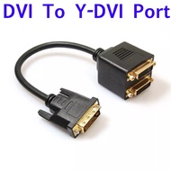 DVI Splitter Cable DVI-D Adapter Male To Dual 2 DVI-I Female Y