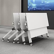 YVYKFZD Folding Conference Table, Foldable Meeting Tables, White Training Table with Lockable Wheels