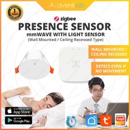 Ceiling Wall Mounted Zigbee 24G mmWave Presence Sensor LUX Luminance Light Sensor Motion Sensor work