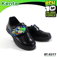 Kenta  รุ่น BT-6317 รองเท้านักเรียนเด็กอนุบาล รองเท้าหนังสีดำ  รองเท้านักเรียนเด็กผู้ชาย ลายการ์ตูน Ben10 มีไฟกระพิบ