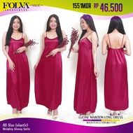 FOLVA bridesmaid dress tanktop panjang baju tidur satin