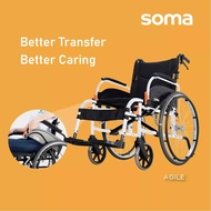 Soma Agile_F24 DAF Aluminum Wheelchair Kerusi Roda Flip Back Armrests Ringan Foldable Portable Trave